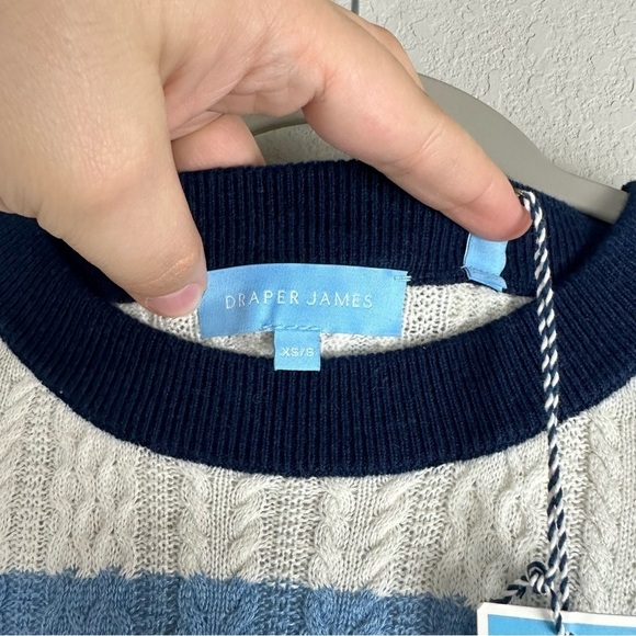 NEW Draper James White Blue Windowpane Cable Cape Poncho Size XS/Small - Picture 5 of 8